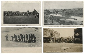 Postcards: NEW SOUTH WALES - SOUTHERN: A collection of photographic cards including 1903 Narrandera dust storm, Art Deco architecture and early automobiles, Hamilton Hume's residence at Yass, Snowy Mountains Authority laboratories, Albury bowling greens, early Wollongong, Clifton Village, Nowra, Kiama, Thirroul, Bulli, Shoalhaven, Cooma, Goulburn, Bowral, Murrumburrah, Young, Mittagong, Dalgety, Cowra, Albury, etc. (Total: 102; 64 unused; 38 used).