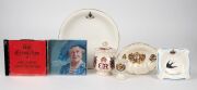 ROYAL CERAMICS: A small collection including Edward VIII, George VI, QEII, etc., plus two related CDs. (7 items).