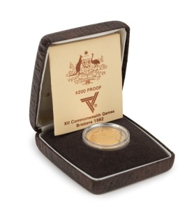 TWO HUNDRED DOLLARS, 1982 $200 gold "Commonwealth Games - Brisbane," PROOF in RAM presentation box with certificate.