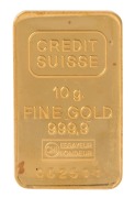 SWITZERLAND,&nbsp;Credit Suisse, ten gram fine gold&nbsp;ingot.&nbsp;