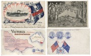 Postcards: AUSTRALIA - SHIPPING: A diverse range incl.&nbsp;HMAS Melbourne, SS Katoomba, SS Canberra, and HMAS Australia, with several cards issued by the Melbourne Steamship Company, as well as many cards commemorating the 1908 visit to Australia of the Unite