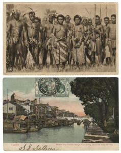 Postcards: CHINA, DUTCH EAST INDIES, FRENCH INDOCHINA, TIBET, THAILAND, DUTCH NEW GUINEA, etc.: Mainly photographic postcards, several with undivided backs,with street views, the South Manchurian Express, two cards with stamp collage, a series of cards do