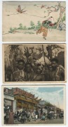 Postcards: CHINA, DUTCH EAST INDIES, FRENCH INDOCHINA, TIBET, THAILAND, DUTCH NEW GUINEA, etc.: Mainly photographic postcards, several with undivided backs,with street views, the South Manchurian Express, two cards with stamp collage, a series of cards do - 2