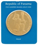 Panama - Coins: 1975 Five Hundred Balboa gold coin Proof in case of issue. - 2