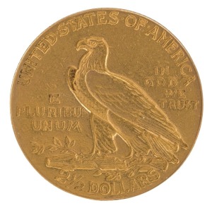 United States of America - CoinsTWO DOLLARS FIFTY CENTS, gold 1908 $2.50 Indian Head.