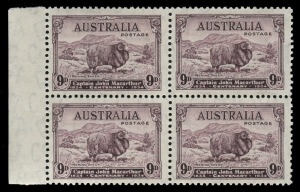 1934 (SG.150-152) Macarthur 2d Light Hills, 2d Dark Hills, 3d Blue and 9d Purple in superb blks.4, (16) MUH.