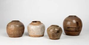 Four Southern Chinese stoneware storage jars, 19th century, the largest 15cm high