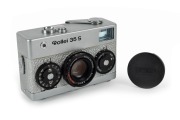 FRANKE & HEIDECKE: Rollei 35S 35mm compact camera, with silver&nbsp;leather body, circa 1978, with Sonnar 40mm f2.8 lens and plastic lens cap. Presented in maker's box with plastic case and instruction booklet.