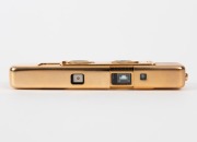 MINOX: 1988 limited-edition Minox LX Gold sub-miniature camera [#820-999]. Presented in original lined timber box with leather camera case, flash attachment in separate leather case, gold chain, and documentation. One of 999 such cameras produced to celeb - 3