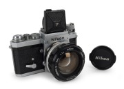 NIPPON KOGAKU: Early production model Nikon Ftn&nbsp;SLR camera [#6867522], circa 1968, with Nikkor-S Auto 55mm f1.2 lens [#192723] and Nikkon lens cap.