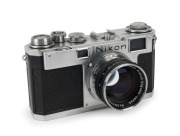 NIPPON KOGAKU: Nikon S2 rangefinder camera [#6177157], circa 1956, with Nikkor-S&middot;C&nbsp;50mm f1.4 lens [#382240].&nbsp;