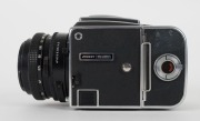 HASSELBLAD: Hasselblad 2000FC medium-format SLR camera [#RV 1514233 & #RP 3240019] in black and chrome, circa 1980, with Planar 80mm f2.8 lens [#5871879]. - 5