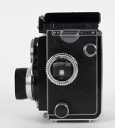 FRANKE & HEIDECKE: Rolleiflex 3.5E TLR camera [#1786612], circa 1956, with Planar 75mm f3.5 lens [#1785544] and Synchro-Compur shutter, with metal lens hood. - 3