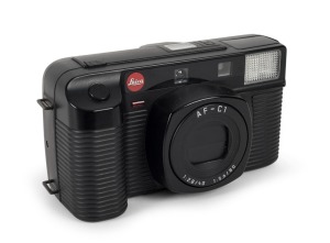 LEITZ: Leica AF-C1 point-and-shoot camera [#40106171], circa 1989, with original 'Red Dot' soft case and neck strap.