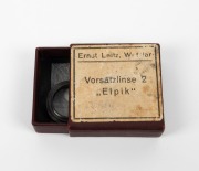 LEITZ: Four close-up lenses (two HEPET,&nbsp;one HEPRO, and one ELPIK&nbsp;in original maker's box), together with three intermediate ring attachments&nbsp;for 50mm Summar lens (two VORGI and one VMCOO). (7 items) - 2