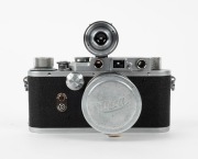 NICCA: Nicca 4 Leica-copy rangefinder camera, circa 1953, with Nikkor-S·C 50mm f1.4 lens [#333290], Visiom viewfinder attachment (a copy of the Leica VIDOM), and metal front lens cap. - 2