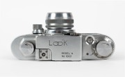LOOK CAMERA: Model A Leica-copy rangefinder&nbsp;camera [#1063], circa 1949, with Rokkor&nbsp;45mm f3.5 lens [#1402].&nbsp;'Made in Occupied Japan' engraved on camera base. - 4
