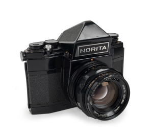 NORITA KOGAKU: Norita 6x6 SLR camera [#710254], circa 1971, with Noritar 80mm f2 lens [#4011741]. Known as the Graflex Norita on the U.S. market.