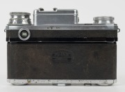 ZEISS IKON: Circa 1938 Contax III rangefinder camera [#G11811] with German eagle, 'M' (marine), and 'ARTL.' (artillery) engravings. Also featuring a rare Sonnar 50mm f2 lens [#2587382] construction with alloy aperture ring. Produced in extremely small qua - 3