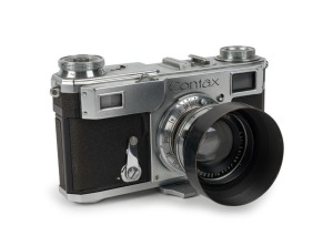 ZEISS IKON: Contax II 543/24 rangefinder camera [#F.74836], circa 1938, with Sonnar 50mm f2 lens [#2230027] and metal lens hood.