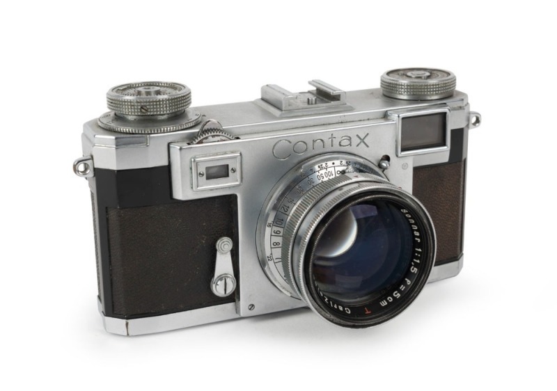 ZEISS IKON: First model Contax IIa 563/24 rangefinder camera [#S.27718], circa 1950, with Sonnar 50mm f1.5 lens [#3088625].