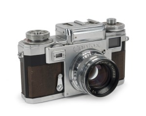 ZEISS IKON: Second model Contax IIa 563/24 rangefinder camera [#D.78013], circa 1960, with Sonnar 50mm f2 lens [#1448668], and colour numbers on speed dial.