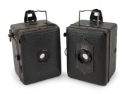 ZEISS IKON: Two Baby-Box 54/18 127 film cameras - one circa 1930 model with leather front, and one circa 1934 model with metal front. (2 cameras)