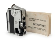 GOERZ: Minicord subminiature TLR camera [#4201], circa 1951, with Helgor&nbsp;25mm f2 lens [#4342], together with instruction booklet. One of the smallest TLR cameras ever made.