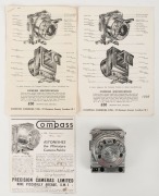 COMPASS CAMERAS: Compass subminiature rangefinder camera [#2772], circa 1937, with 35mm f3.5 lens [#CCL3B] and original advertising materials. Praised for its wealth of features that belie its small form-factor, only about 5000 were manufactured before pr - 7