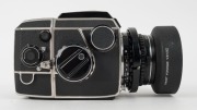 BRONICA: Bronica EC SLR camera [#CB302035], circa 1972, with Nikkor-P C 75mm f2.8 lens [#60900], together with Bronica quick-focus lever and Fotar 1A 67mm metal lens hood attachments. - 2