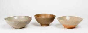 Three Chinese celadon glazed bowl, 14th/15th century, 18cm, 16cm and 14cm diameter