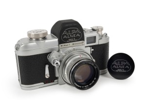 ALPA: Alpa Alnea 7 SLR camera [#333500], circa 1952, with Kern Switar 50mm f1.8 lens [#397153] and front lens cap.