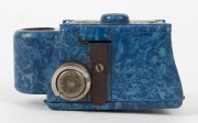 CORONET: Rare blue-body Midget subminiature Bakelite box camera, circa 1937, with Taylor Hobson Meniscus lens. - 2