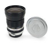 ASAHI KOGAKU: Auto-Takumar 35mm f2.3 lens [#704581] in black and chrome, with front and back lens caps.