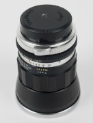 ASAHI KOGAKU: Auto-Takumar 35mm f2.3 lens [#704581] in black and chrome, with front and back lens caps. - 2