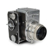 IHAGEE: Exakta 66 vertical SLR camera, circa 1953, with Tessar&nbsp;80mm f2.8 lens [#4849077] featuring unusual 'C.Z. Jena' lettering. One of only 2500 such cameras to be produced.