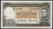 TEN&nbsp;SHILLINGS,&nbsp;(R.17) Coombs/Wilson, Reserve Bank (1961) AH/32 323060.&nbsp;Uncirculated.