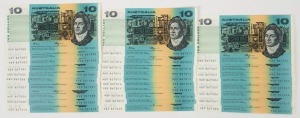 TEN DOLLARS, Fraser/Higgins (1989) (R.312) MBR 867001/028 a consecutive run of 28 notes, Uncirculated. (28). Cat.$1,820.