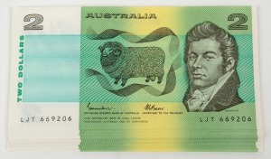 TWO DOLLARS, Johnston/Fraser (1985) (R.89), LJT 669183/206, consecutive run of banknotes, (24), Unc.