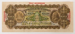 TEN SHILLINGS (HALF SOVEREIGN), Riddle/Heathershaw (R.07)(1928) A/57 406284, Good.