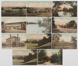 Postcards: VICTORIA - HEIDELBERG: A group of eleven rarely-seen real-photo postcards, circa 1910, featuring images of Main Street, Yarra riverbanks, the local post office, the cricket oval, various parks, and others. (Total: 11; 9 unused; 2 used).