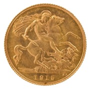 1915 Half Sovereign, George V, St. George reverse, Perth, Unc. - 2