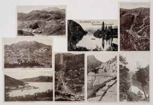 Postcards: TASMANIA - SEMI-OFFICIAL: A group of RP cards, all different, each issued by the Tasmanian Government Tourist Agency, or by the government printer for the Mount Lyell Tourist Association. Featuring views of towns, lakes, mountains, pipeline and mining infrastructure, etc. Photographers include G. Iona, R.C. Eyes, A. Tessier, Dobson, and J. Booton. (Total: 8 unused).