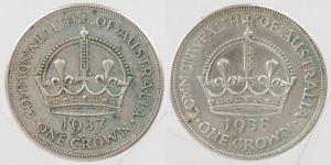 George VI Crowns, 1937 and 1938, (2) VF/EF.