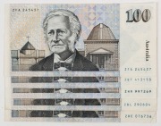 ONE HUNDRED DOLLARS, Johnston/Fraser (1985) (R.609), two&nbsp;banknotes, plus 1990, Higgins/Fraser (R.612), three banknotes. (Total: 5), EF.