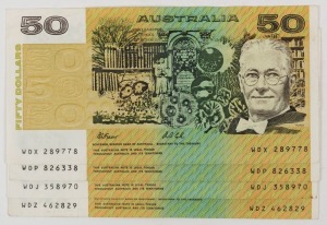 FIFTY DOLLARS, Fraser/Cole (1991) (R.513a) four banknotes, each with a different Plate Letter, (4) EF.