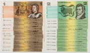 TWO DOLLARS, Johnston/Fraser (1985) (R.89), LGX 715897/906, consecutive run of banknotes, (10), Unc. Also, ONE DOLLAR, Johnston/Stone (1982) (R.78), (9) aUnc. (Total: 19).