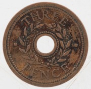 Coins - Australia: INTERNMENT CAMPS CURRENCY: 1d brass (1) and 3d  bronze (2), VF-EF condition. (3 coins). - 4