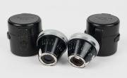 FRANKE & HEIDECKE: Two teleconverter lenses in their original black leather pouches - one Rollei-Mutar 1,7x [#3888938], and one Rollei-Mutar 0,6x [#3888387]. (2 items) - 2