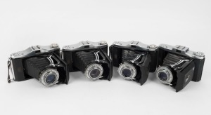 ZEISS IKON: Four Nettar vertical-folding cameras with Novar 105mm f4.5 lenses, together with Velio, Prontor-S, or Pronto shutters. (4 cameras)